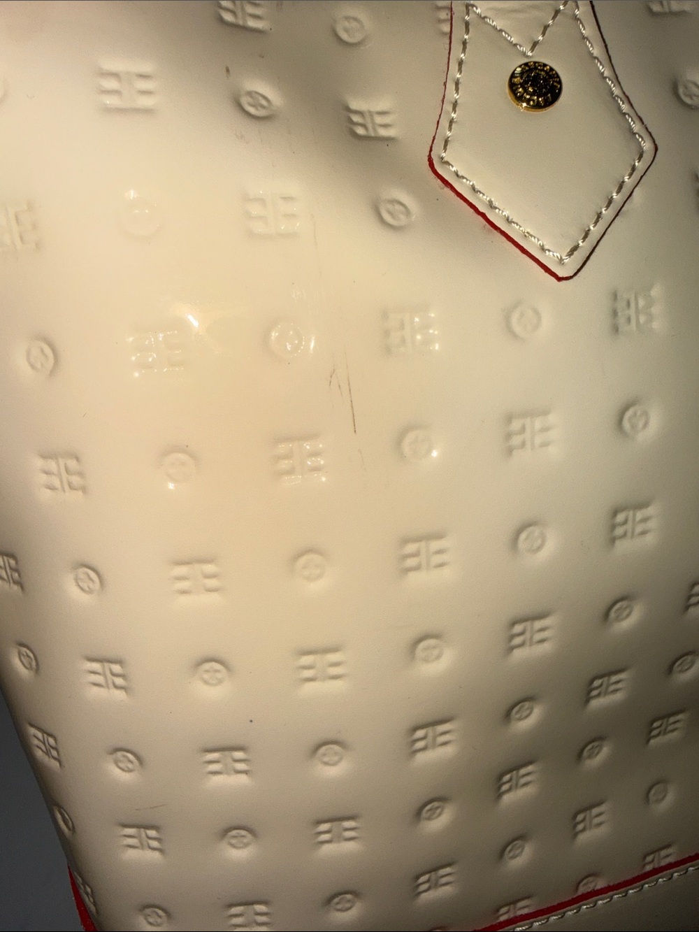 Arcadia Cream Patent Satchel with Red Trim - Picture 14 of 14